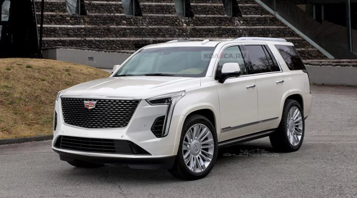 белый Cadillac Escalade 2021 года - вид спереди