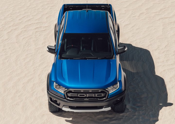 синий Ford Ranger Raptor 2019 года - вид сверху